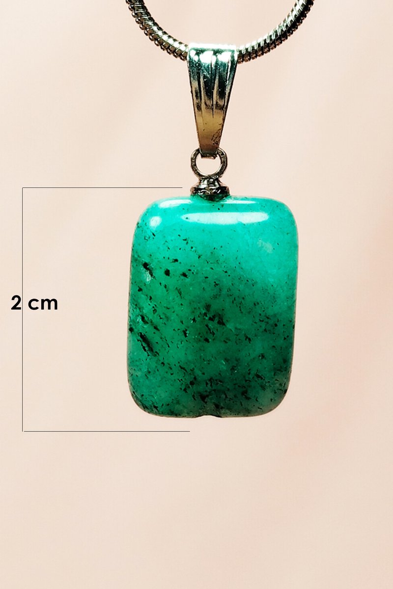 Apatit Doğal Taşı Zincirli El Yapımı Kolye Uç: 2 cm Zincir: 20 cm Kutulu - Görsel 2