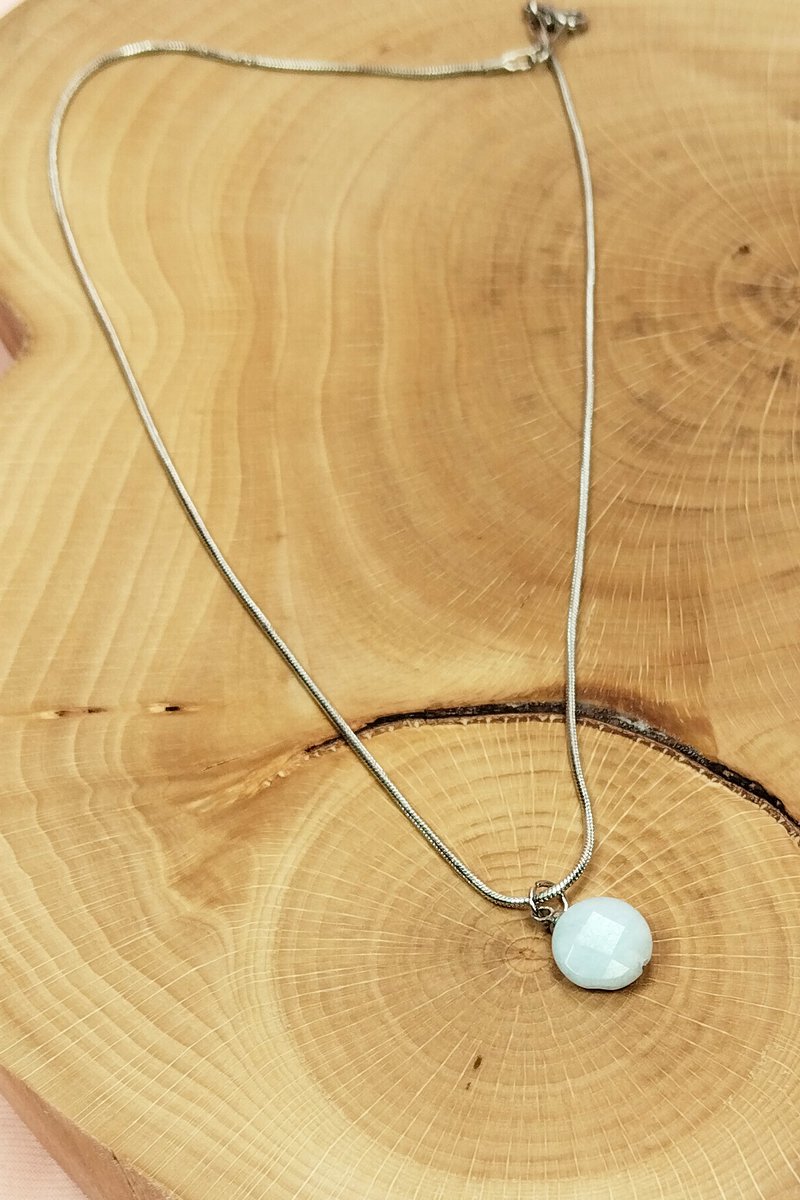 Kalsedon Doğal Taşı Zincirli El Yapımı Kolye Uç: 1,5 cm Zincir: 20 cm Kutulu - Görsel 5