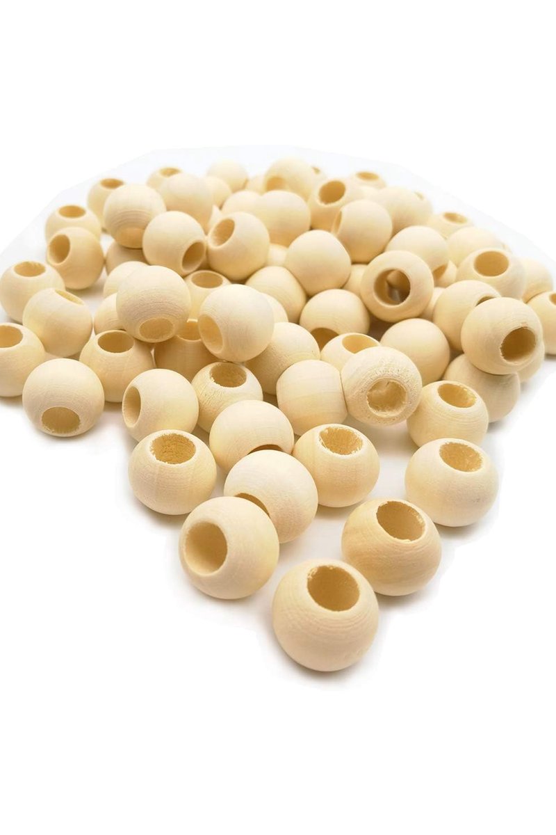 100 Gr (100 Adet) Ahşap Boncuk 15 mm çap x 10 mm Delik Doğal Yuvarlak Ahşap Makrome El İşi Çanta - Görsel 4