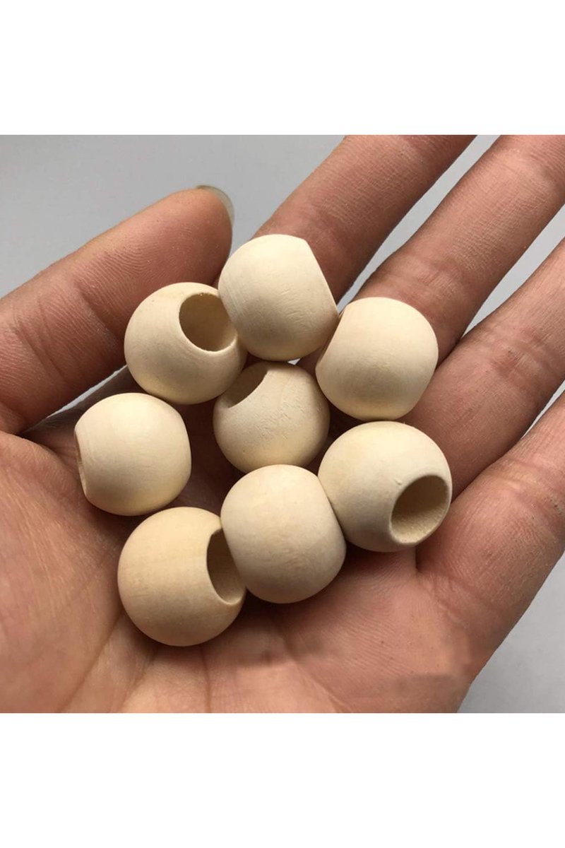 100 Gr (100 Adet) Ahşap Boncuk 15 mm çap x 10 mm Delik Doğal Yuvarlak Ahşap Makrome El İşi Çanta - Görsel 5