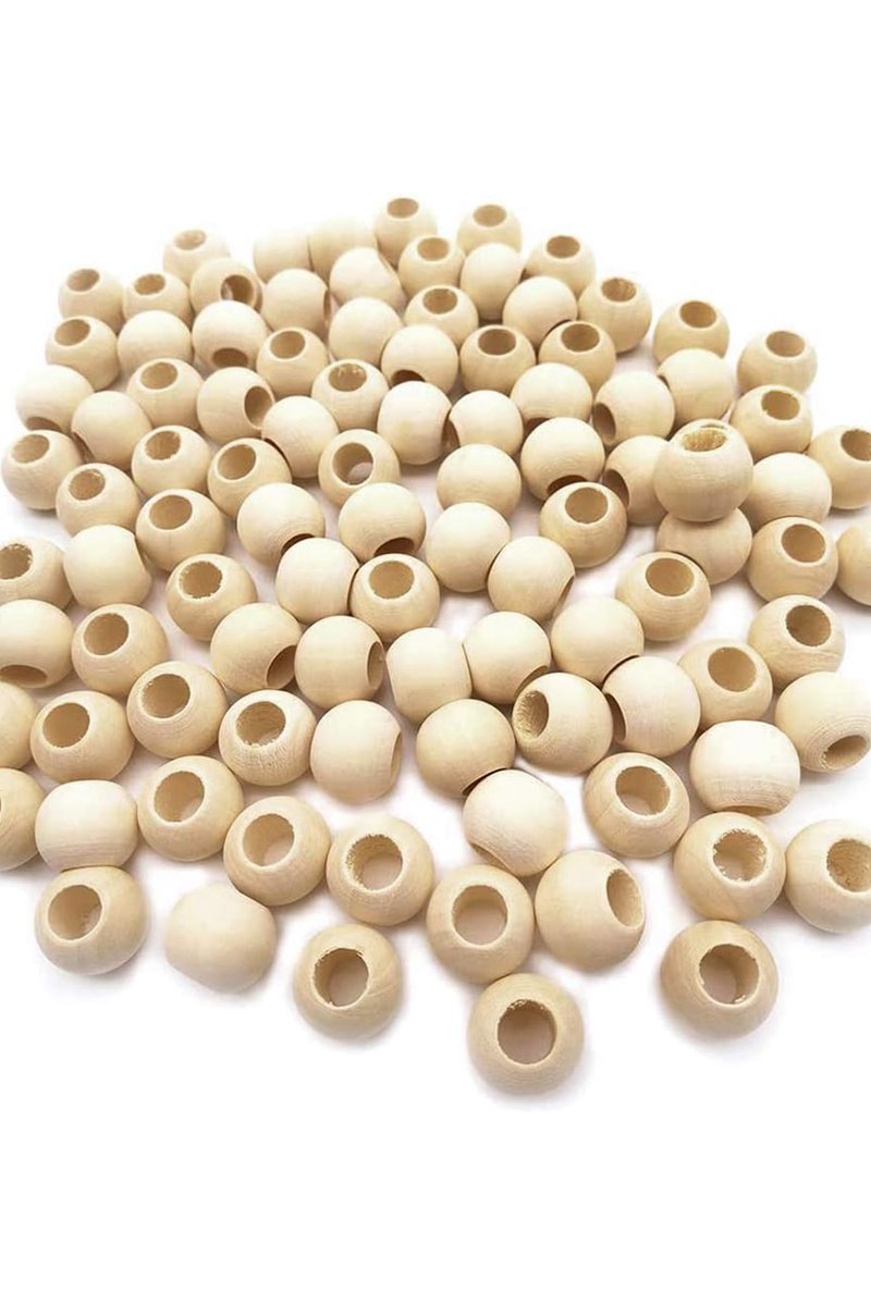 100 Gr (100 Adet) Ahşap Boncuk 15 mm çap x 10 mm Delik Doğal Yuvarlak Ahşap Makrome El İşi Çanta - Görsel 6