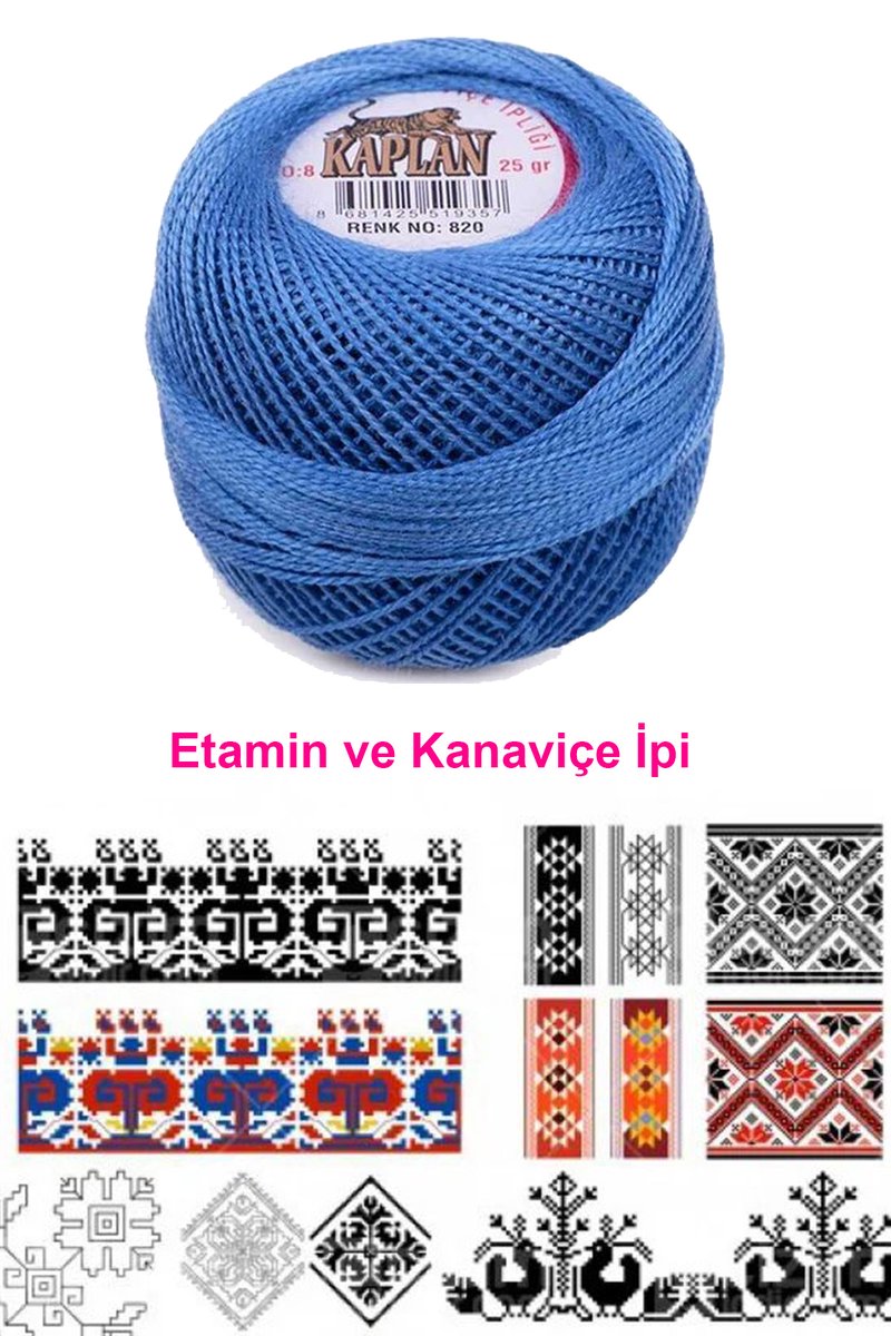 Kaplan Etamin Ve Kanaviçe İpi 8 No Kod/Renk: 820 - Royaleks - Görsel 2