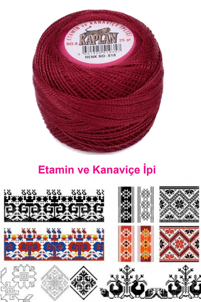 Kaplan Etamin Ve Kanaviçe İpi 8 No Kod/Renk: 818 - Royaleks - Görsel 2
