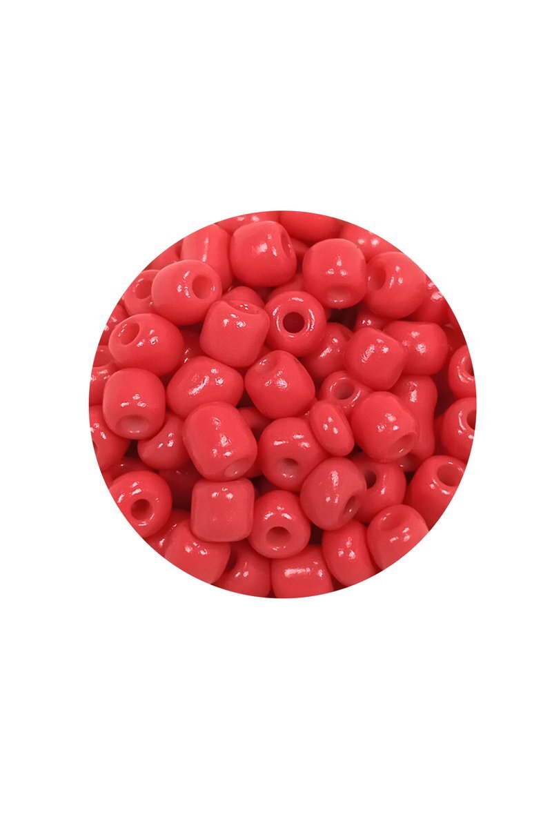 Dökme Cam Kum Boncuk Büyük Boy (6/0) 4 mm - 60 Gram - Açık Kırmızı - BNC125 - Görsel 2