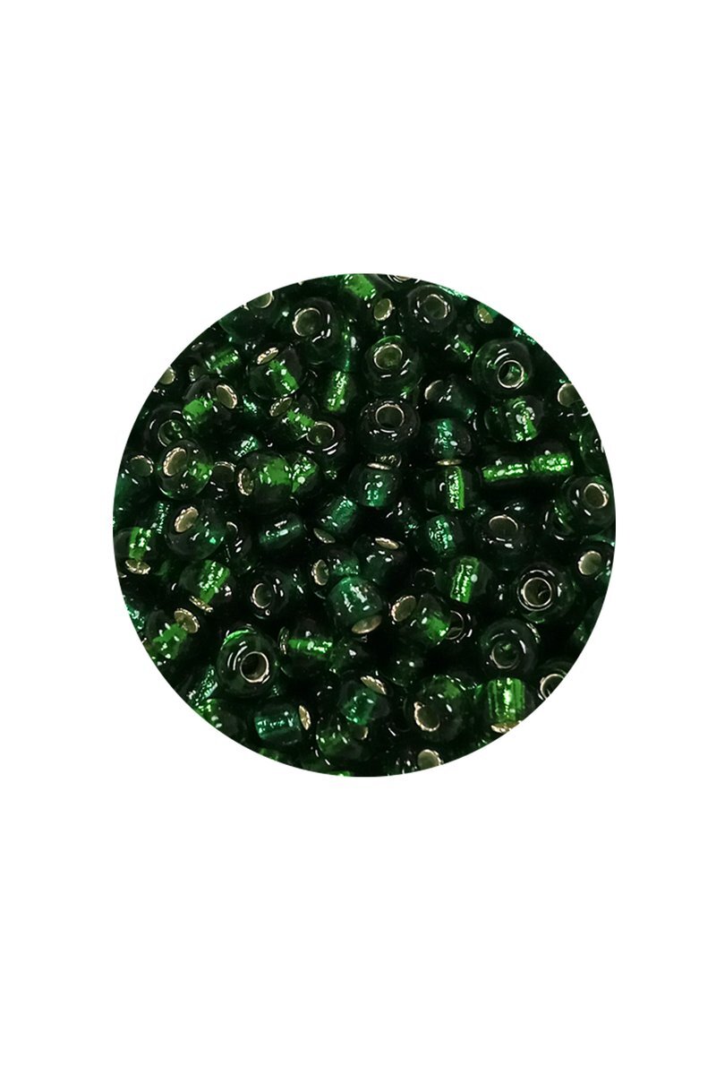 Dökme Cam Kum Boncuk (8/0) 3 mm - 20 Gram - Şeffaf Asker Yeşili - BNC177 - Görsel 2
