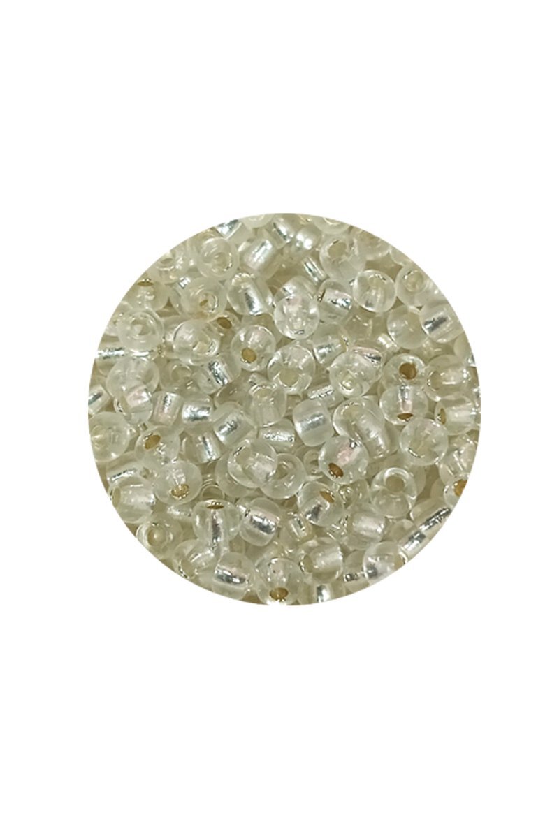Dökme Cam Kum Boncuk (8/0) 3 mm - 60 Gram - Şeffaf Gümüş - BNC201 - Görsel 2