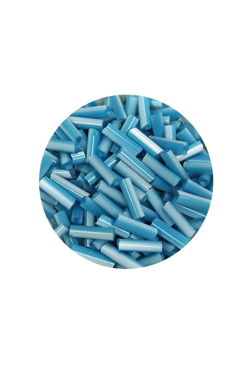 Uzun Boru Kesme Boncuk Çap 2mm Uzunluk 10 mm - 60 Gram - Açık Mavi Beyaz - BNC279 - Görsel 2