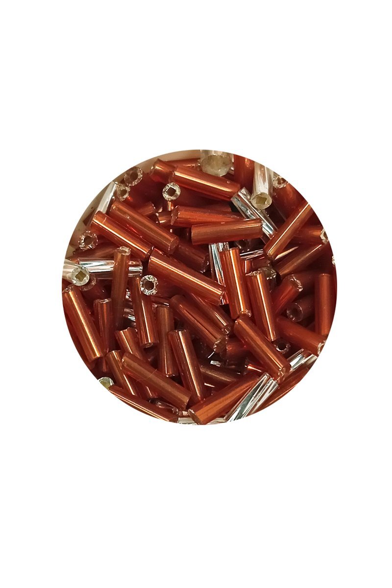 Uzun Boru Kesme Boncuk Çap 2mm Uzunluk 10 mm - 60 Gram - Kahverengi Gümüş - BNC301 - Görsel 2