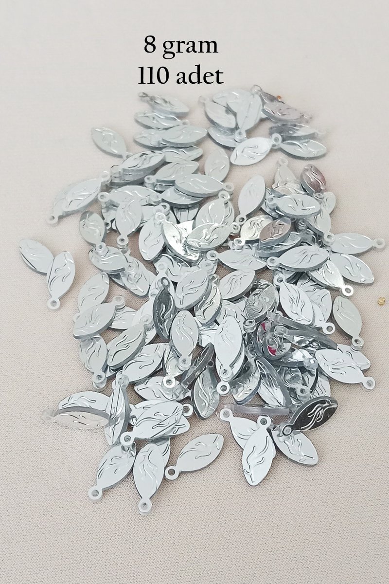 Oya Abiye Bileklik Kolye Pleksi Metalik Plastik Pul Gümüş Renk 8 gram 110 adet - BNC515