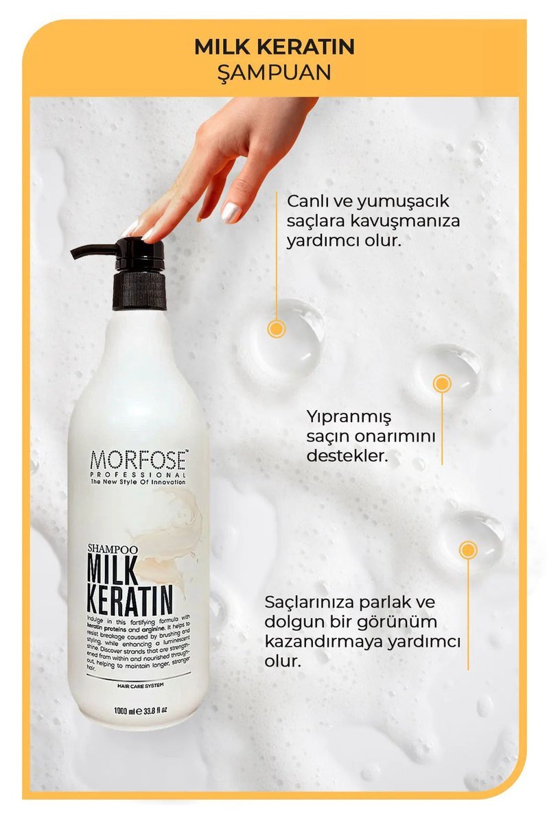 Milk Keratin Şampuan 1000 ML - Besleyici Koruyucu Etki - Görsel 3