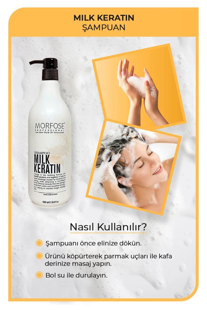 Milk Keratin Şampuan 1000 ML - Besleyici Koruyucu Etki - Görsel 2
