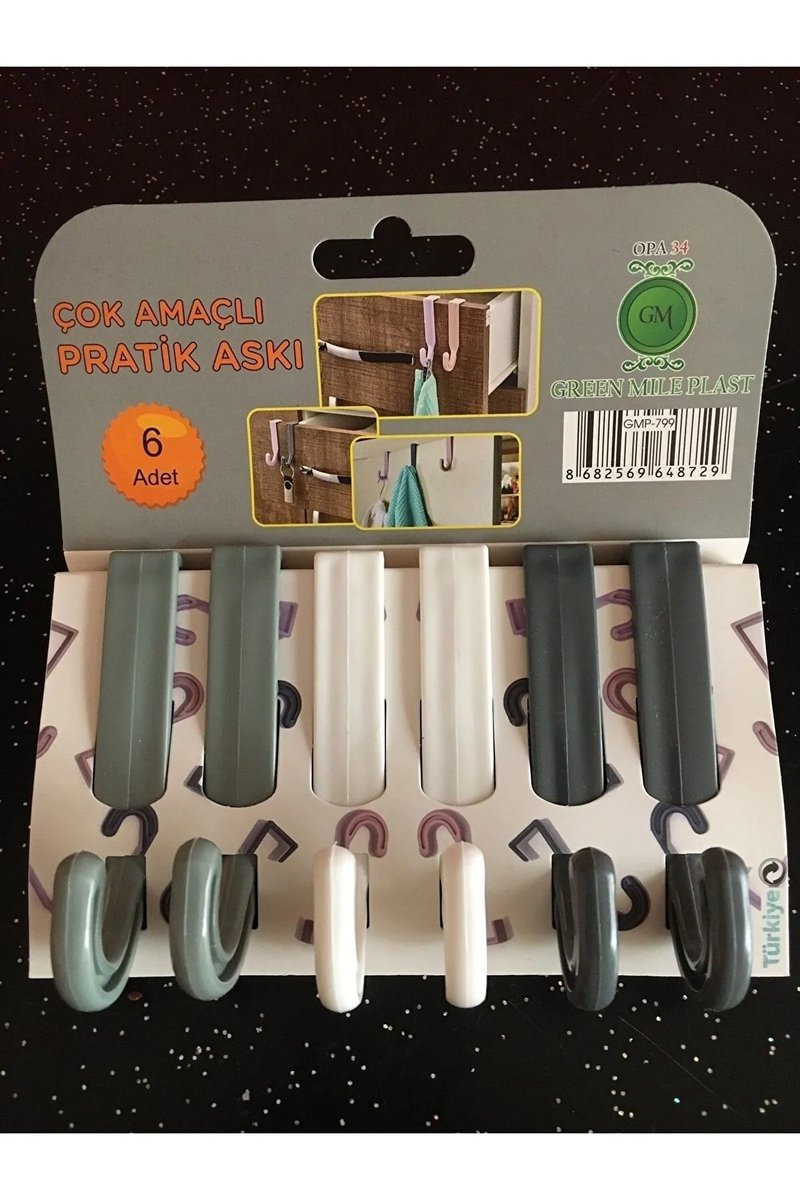 6'lı Çok Amaçlı Pratik Askı Sert Plastik Royaleks-GMP-799-OP-8 - Görsel 2