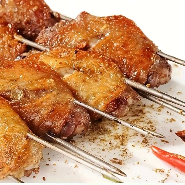 10 Adet Paslanmaz Çelik Mangal Şişi Seti – 20 Cm Metal Çöp Şiş Ve Izgara Şişleri - Görsel 5