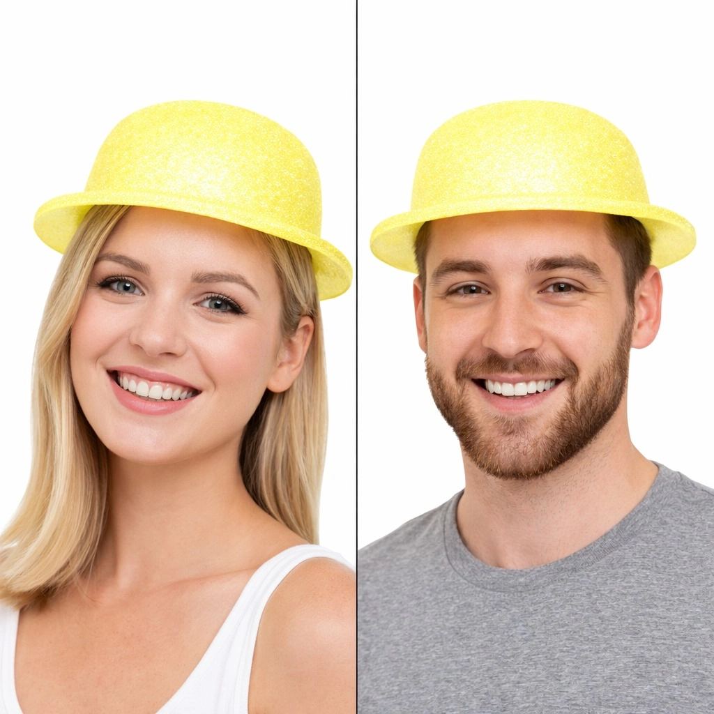 Glitter Simli Melon Şapka 9’lu Set - 9 Renk Parti Ve Kostüm Şapkası - Görsel 3