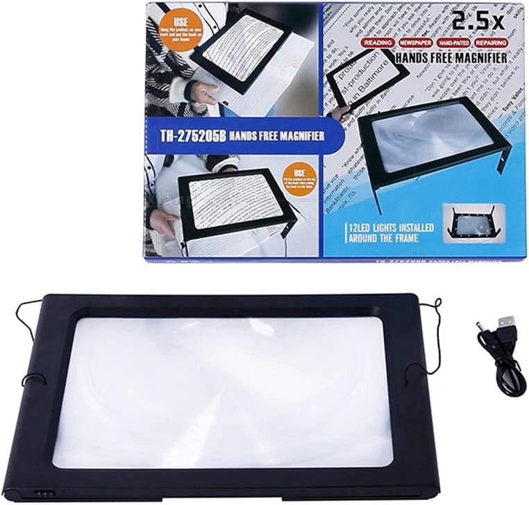 Yaşlılar İçin A4 Boyutu Masa Tipi Işıklı Okuma Büyüteç Th275205b - Görsel 2