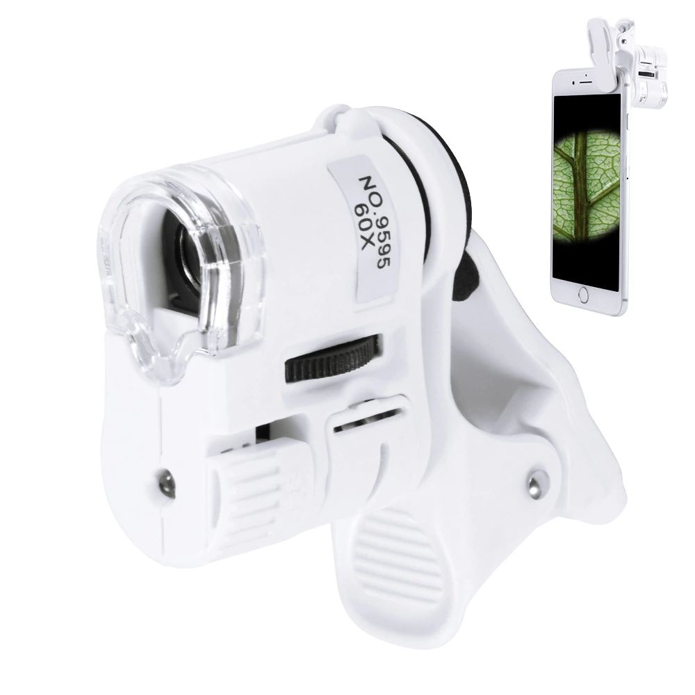 60x Mini Cep Telefonu Için Mandallı Mikroskop Uv Ledli Büyüteç Model Al2431 - Görsel 4