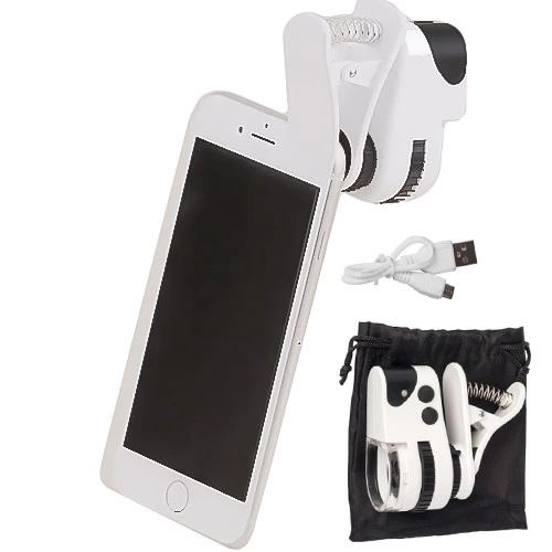 60x Mini Cep Telefonu Için Mandallı Mikroskop Uv Ledli Büyüteç Model Al2431 - Görsel 8