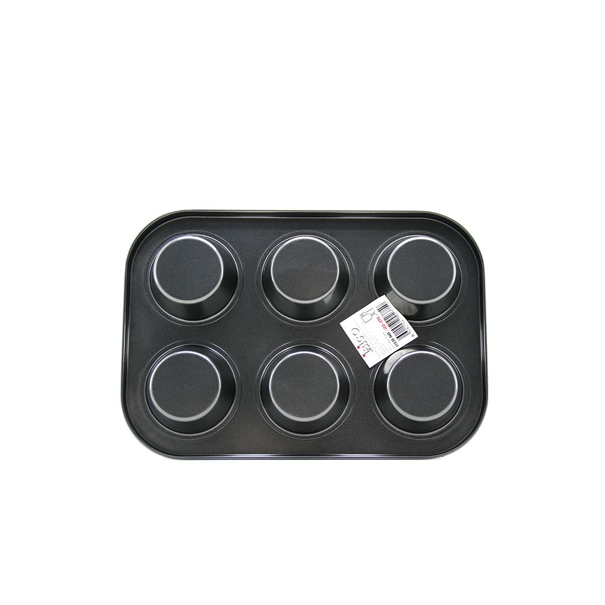 6 Gözlü Siyah Metal Muffin Kalıbı - Görsel 3
