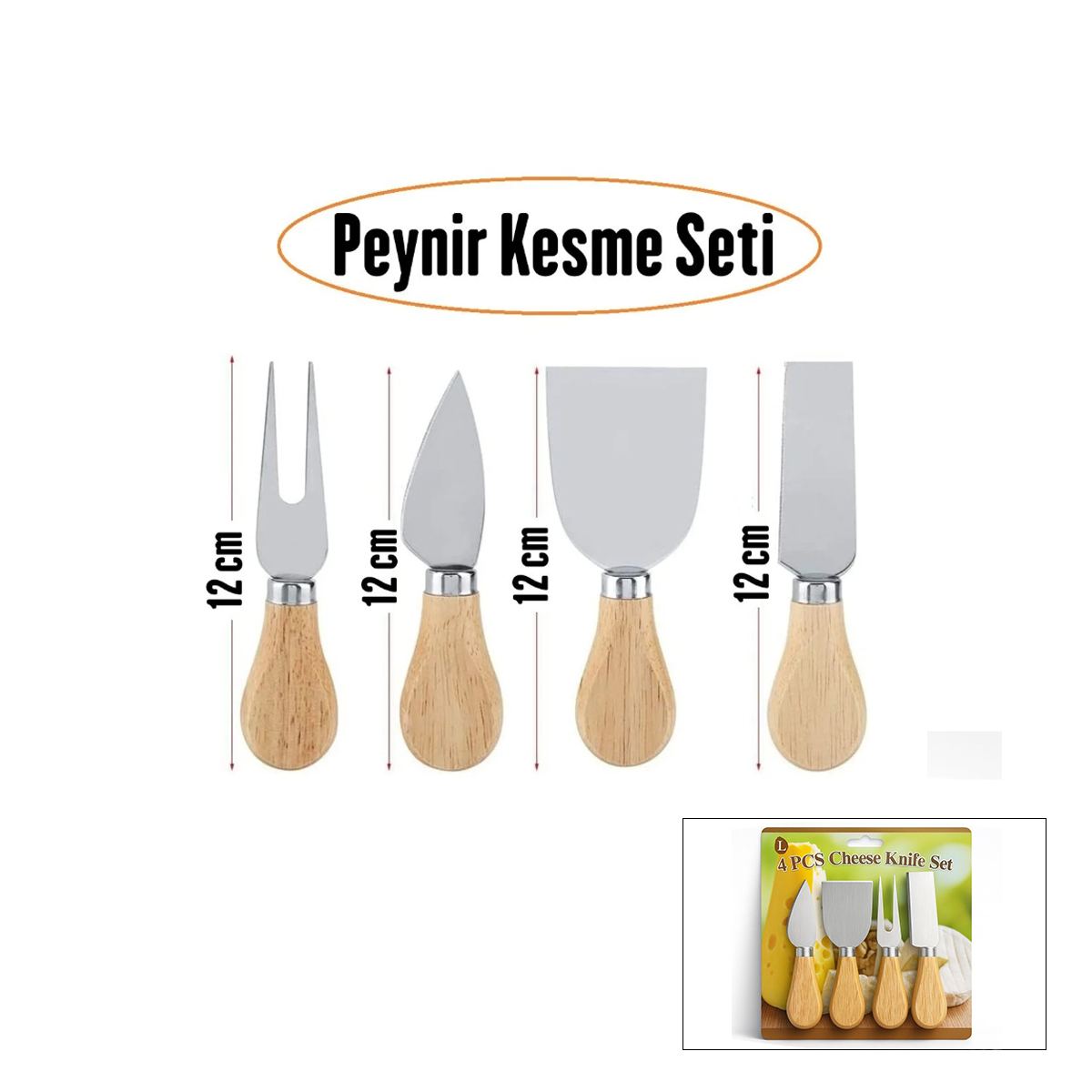 Bambu Saplı 4'lü Peynir Bıçak Seti - Görsel 2