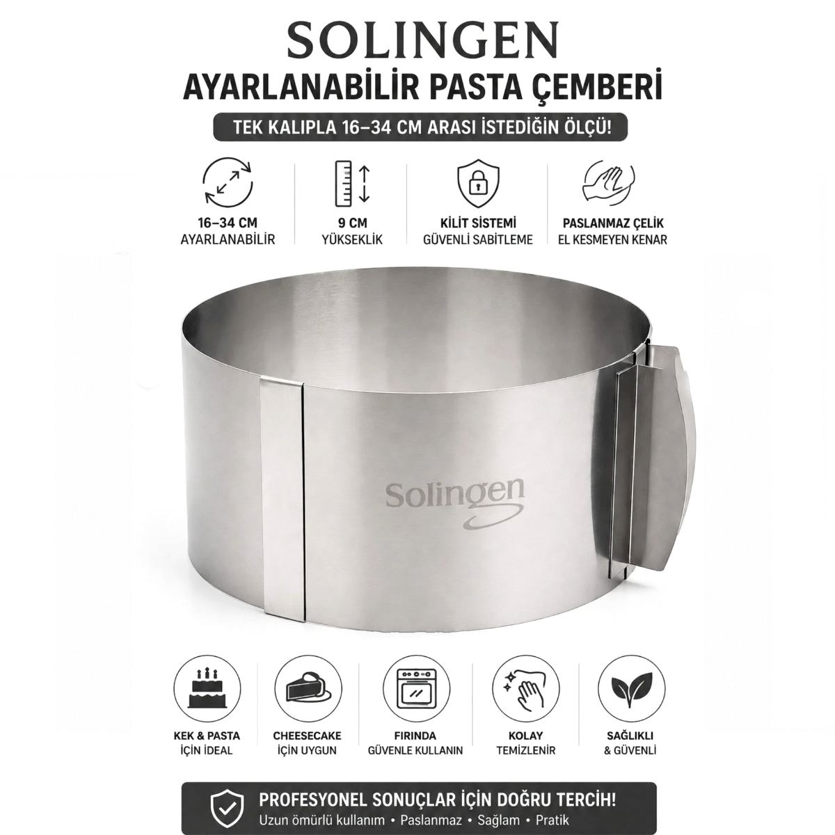Ayarlanabilir Metal Kek Kalıbı 16-34 cm - Görsel 2