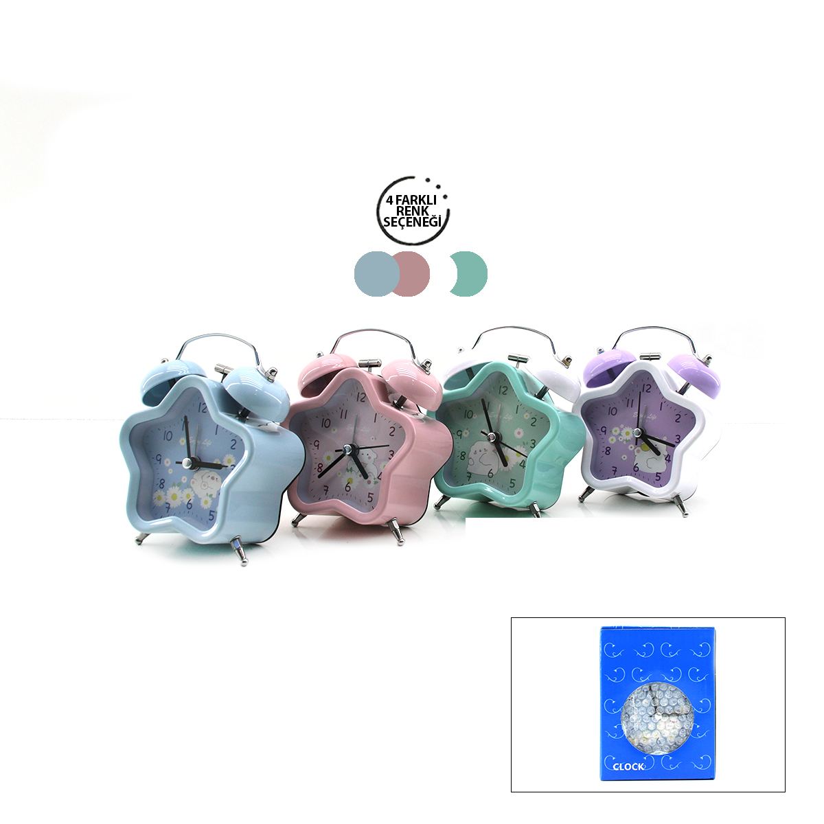 Çift Zilli Metal Masa Çalar Saat (8.8 cm) - Pilli & Işıklı - Görsel 2