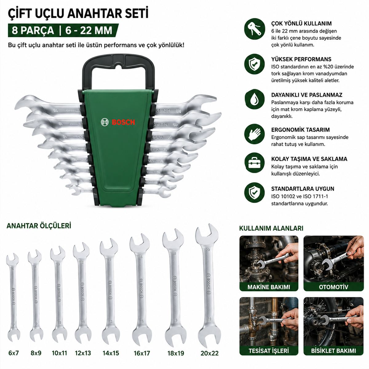 8 Parça Açık Anahtar Seti (6/7–20/22) - Açık Anahtar Seti - Görsel 2